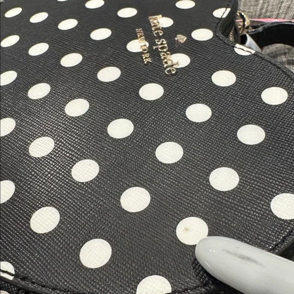 Kate Spade Love Shack Heart Black White Polka Dot Crossbody NWT - Picture 16 of 17